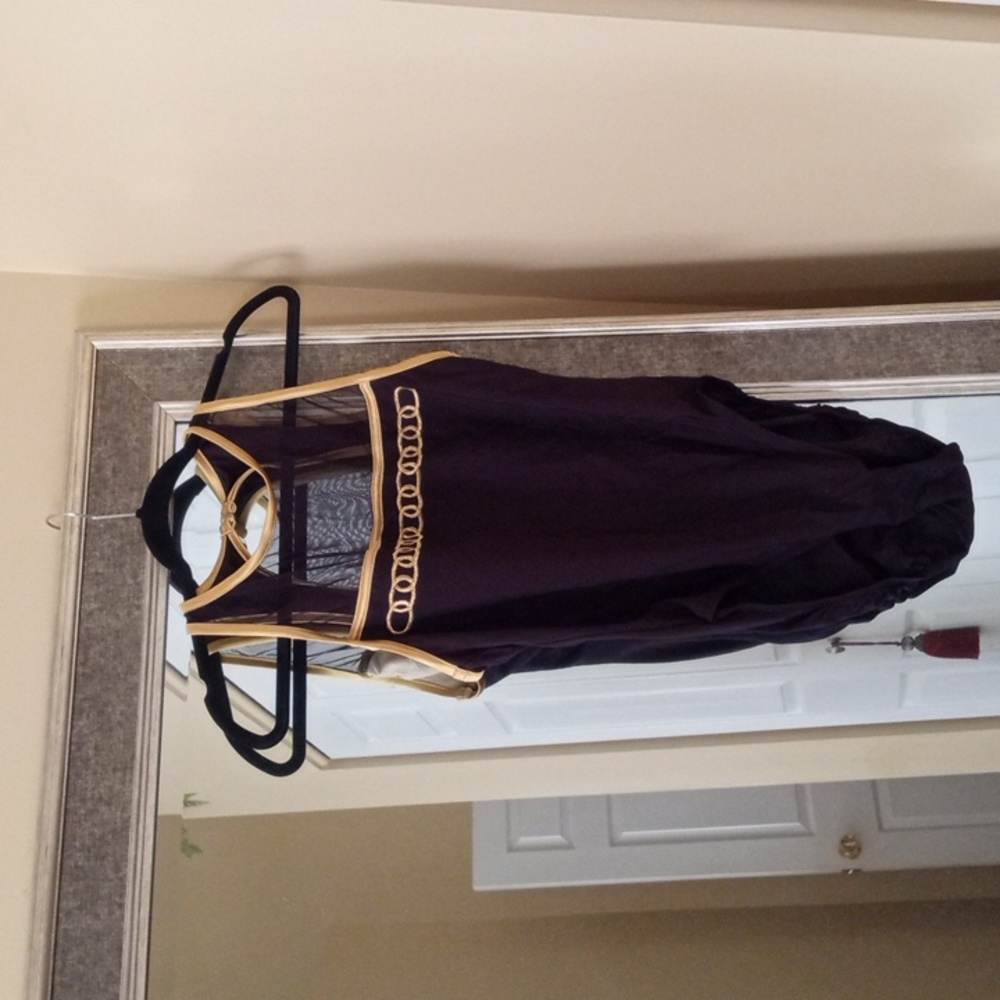 Vintage black and gold one piece swimsuit, made in the USA, union made